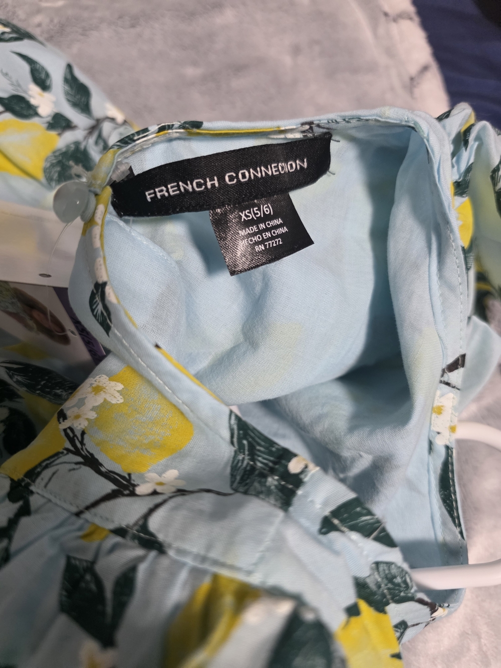 5/6 French Connection Girls Lemon Print Flutter Dress NWT - Yellow & Light Blue - Picture 7 of 9